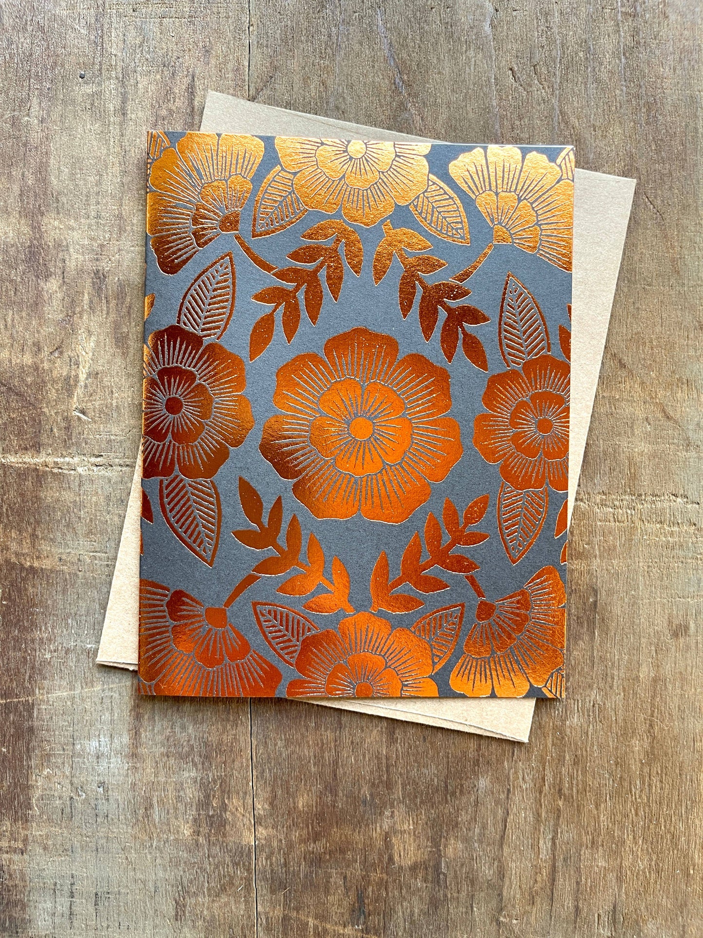 Gold Flowers Blank Greeting Card