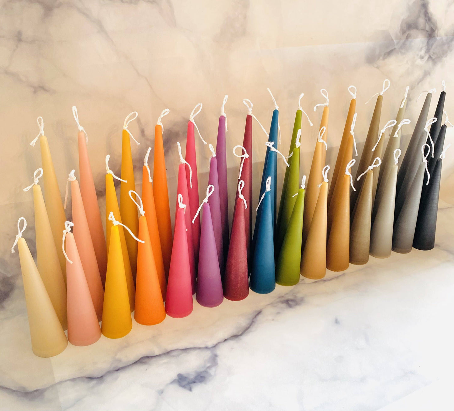 Neutrals Slim Cone Taper Beeswax Candle: Charcoal / Medium