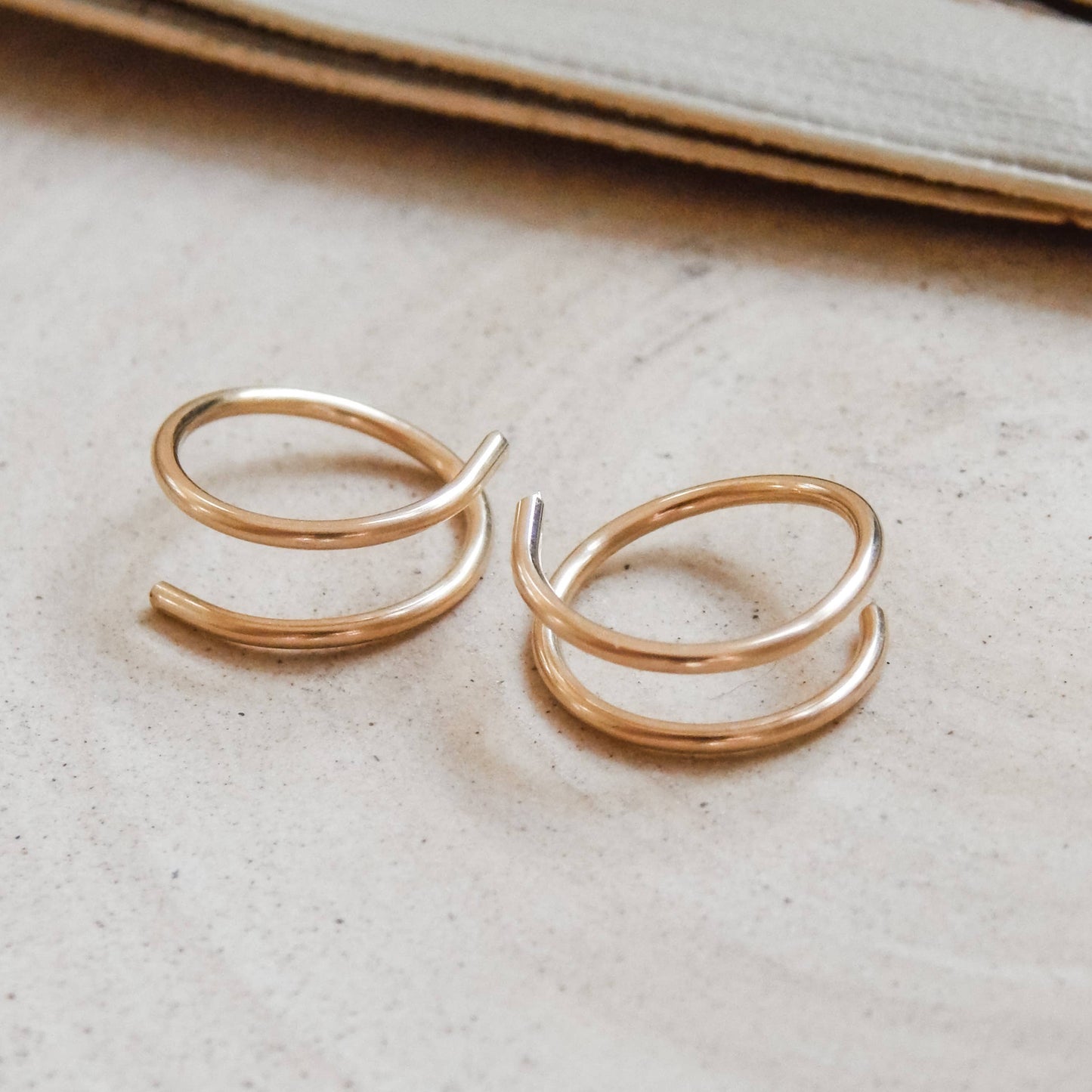 Twist-In Double Huggie Hoop |14k Gold Fill & Sterling Silver: Silver