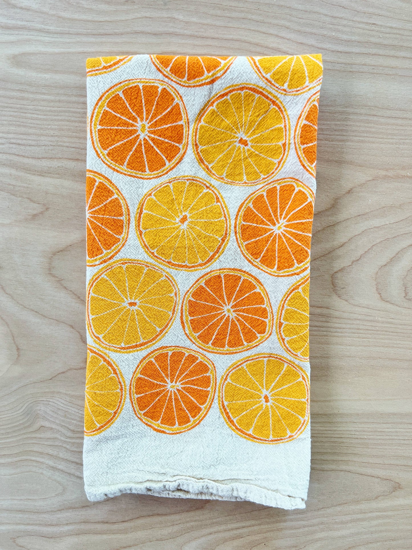 Oranges Tea Towel: Orange/tangerine