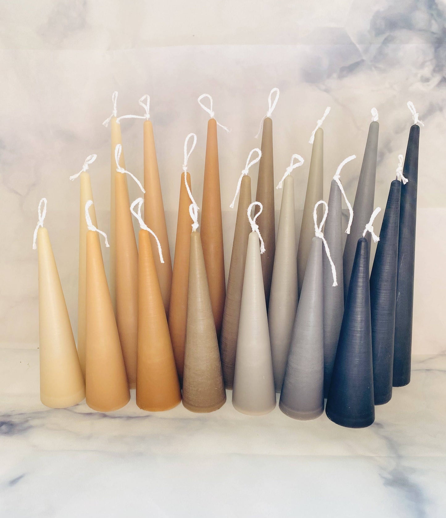 Neutrals Slim Cone Taper Beeswax Candle: Charcoal / Medium