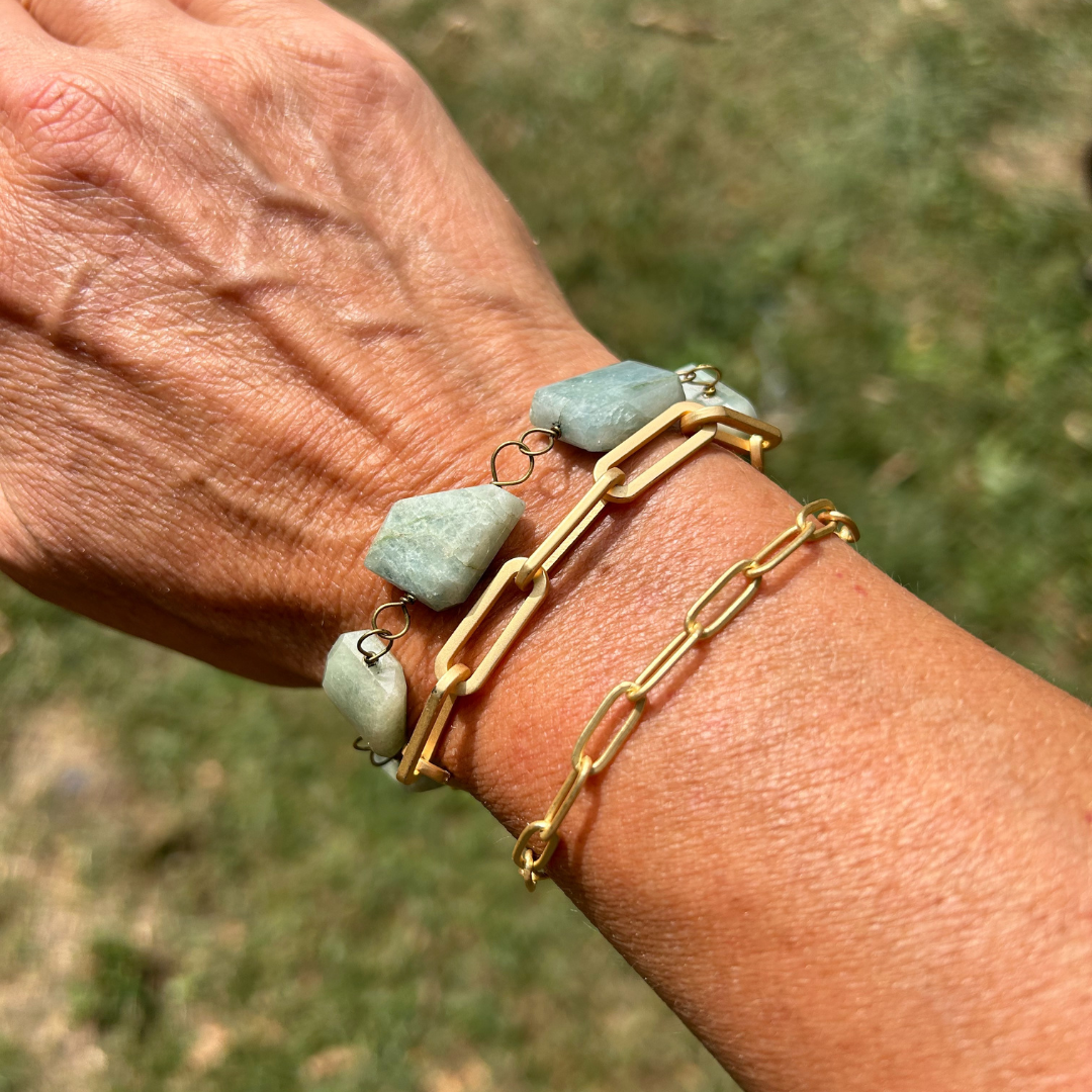 Matte Gold Paperclip Chain Bracelet: Large