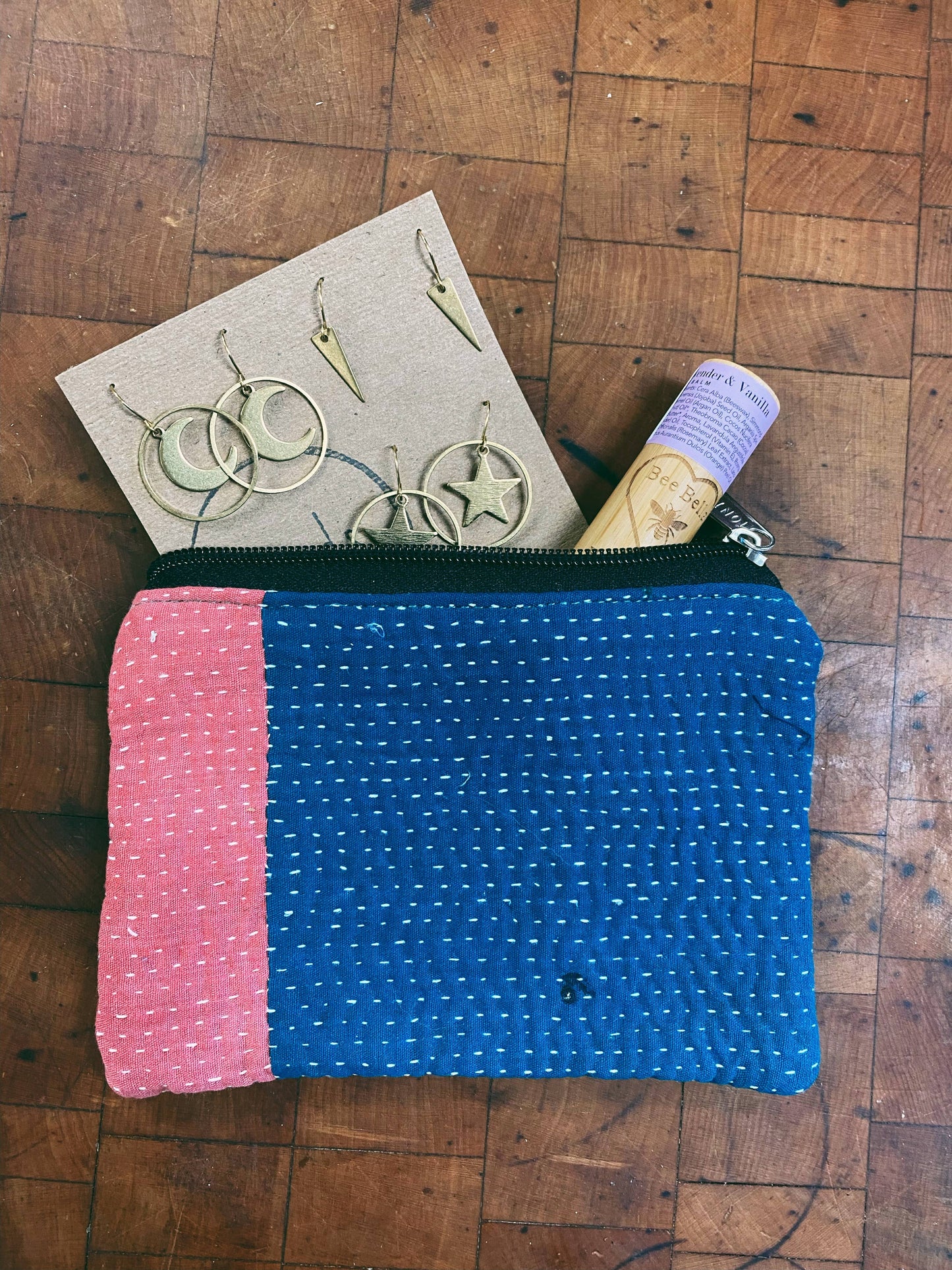 Zipper Pouch Bag | Made From Recycled Sarees 100% Cotton: Small