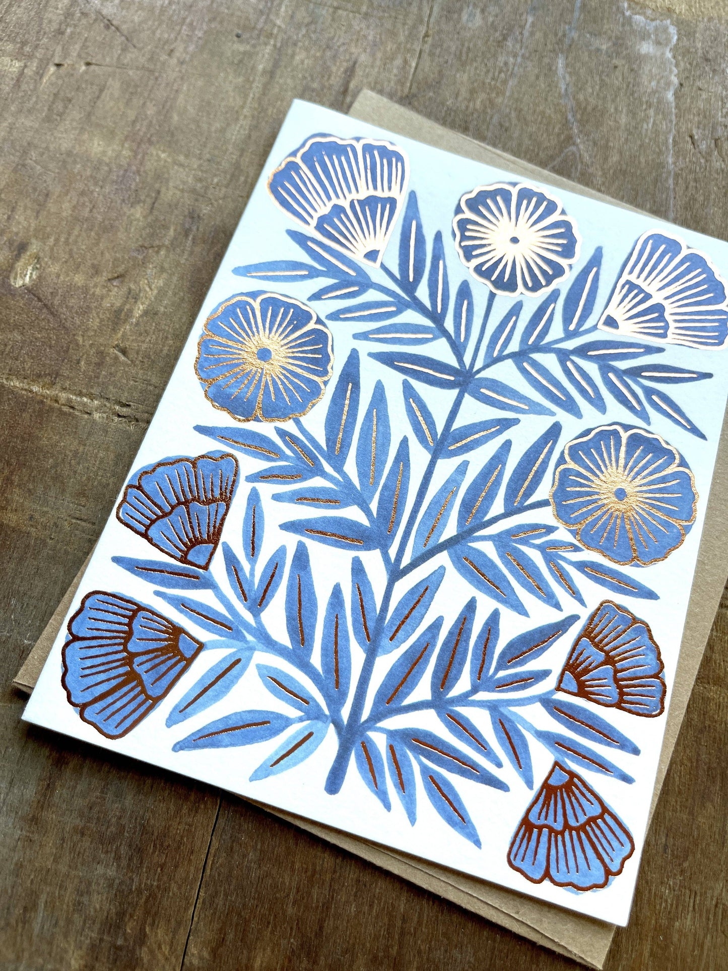 Blue Flower Blank Greeting Card
