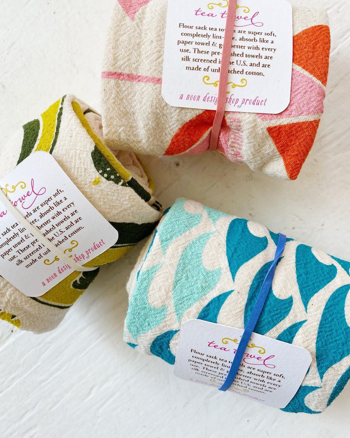 Waves Tea Towel: Turquoise/powder blue