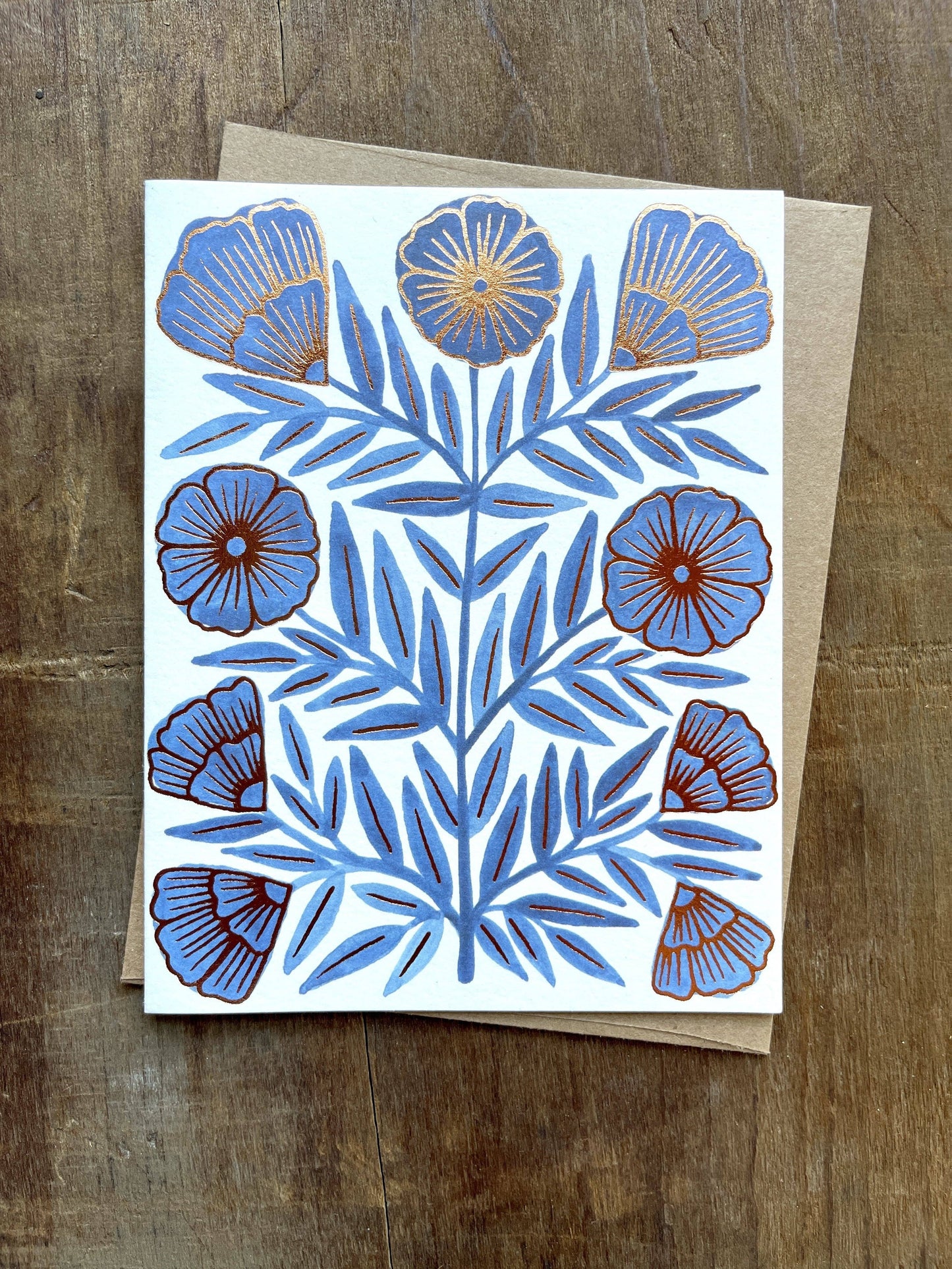 Blue Flower Blank Greeting Card