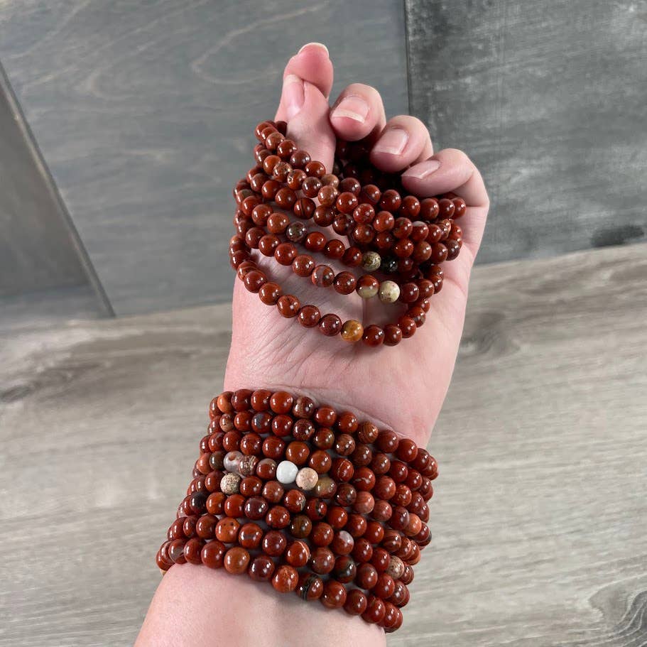 Gemstone Beaded Stretch Bracelets 6mm : Black Moonstone