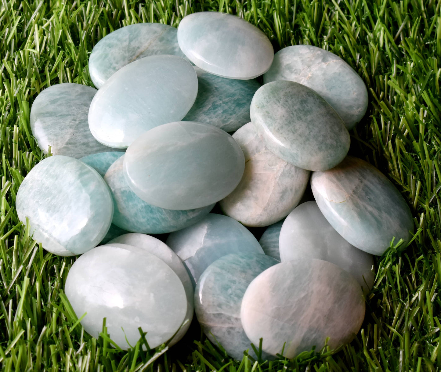 Amazonite Worry Stones, Natural Polished Palm Stones