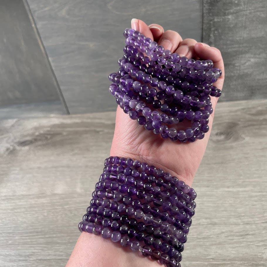 Gemstone Beaded Stretch Bracelets 6mm : Fossil Coral