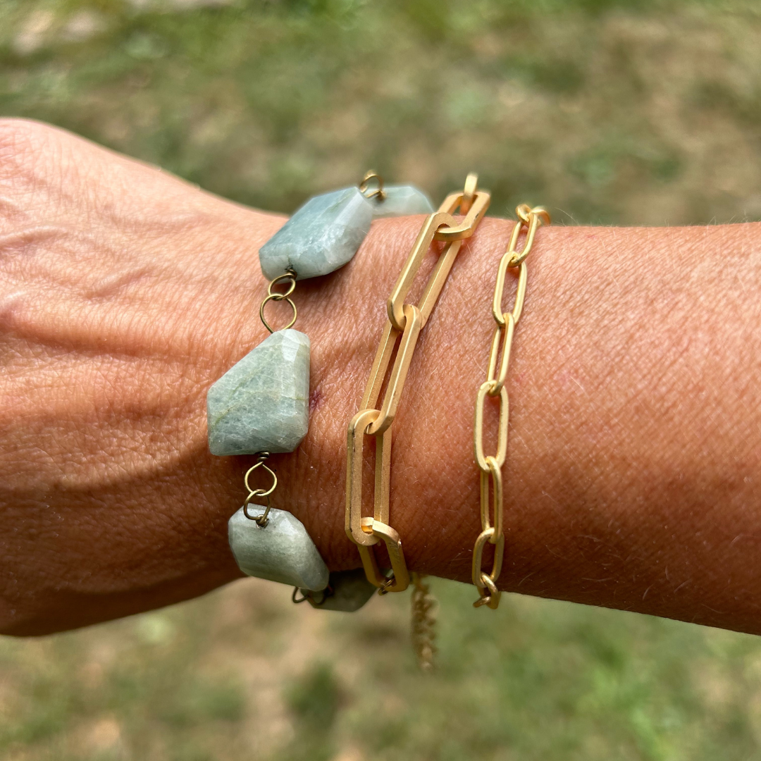 Matte Gold Paperclip Chain Bracelet: Small