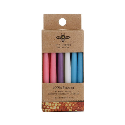 Beeswax Birthday Candles: Assorted Pastel Colors