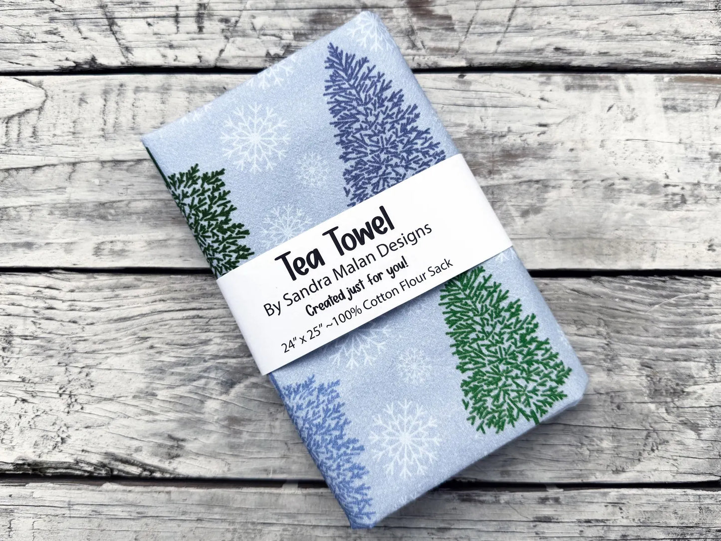 Winter Pines & Snowflakes Tea Towel
