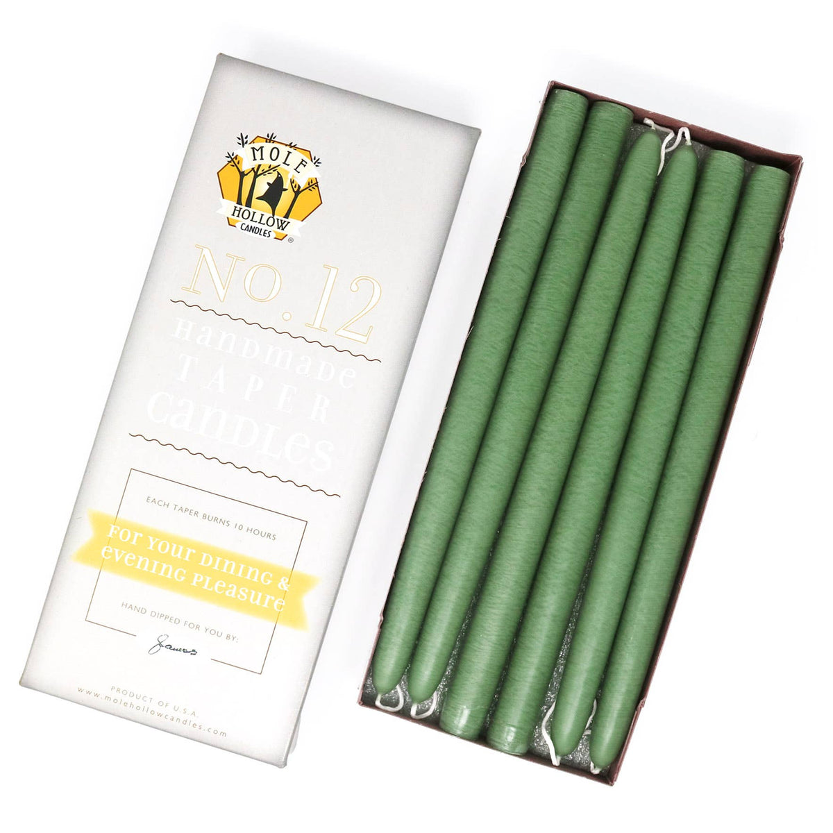 12" Hand Dipped Unscented Taper Candles - 39 Colors USA Made: Paprika