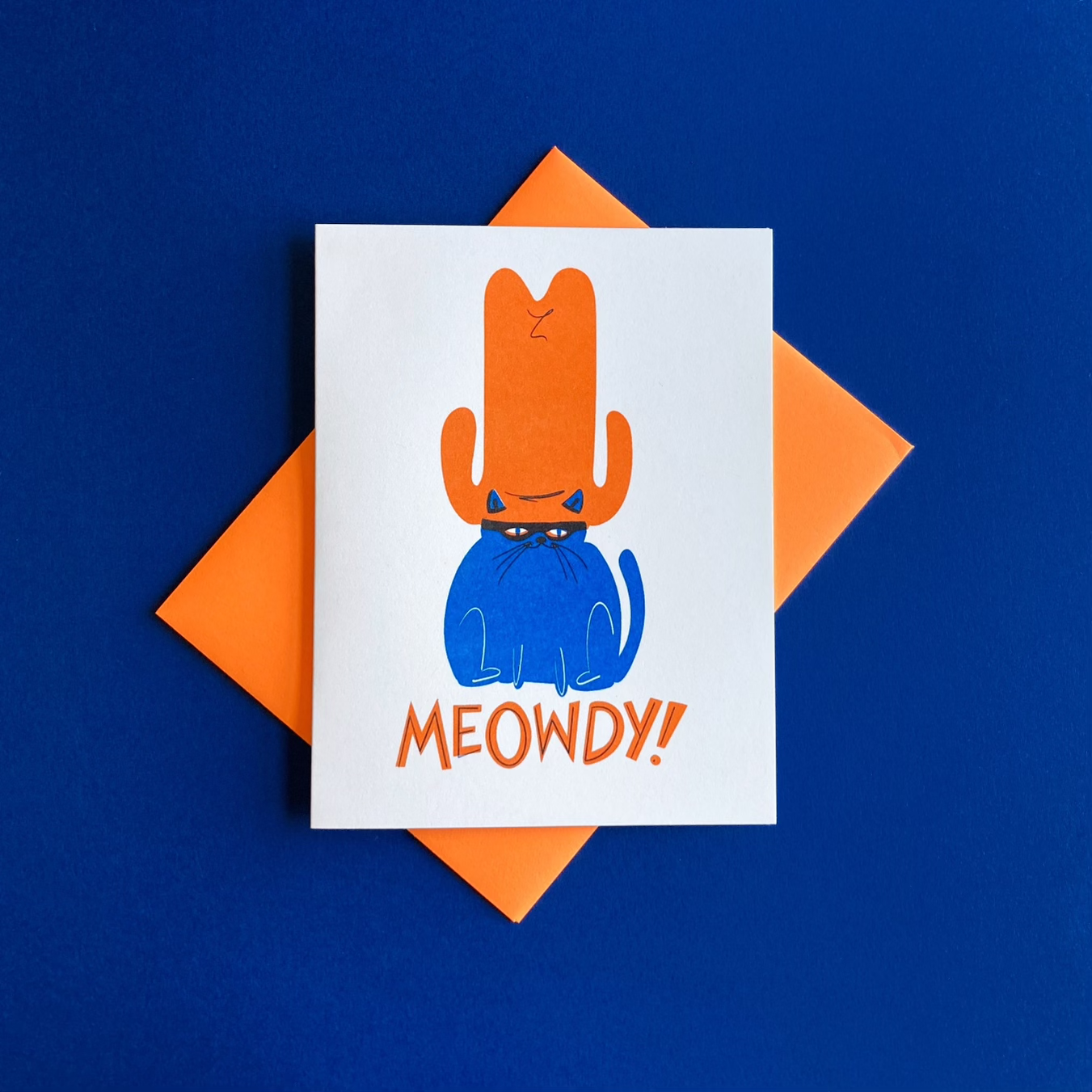 Meowdy Cat - Fun Risograph Greeting Card