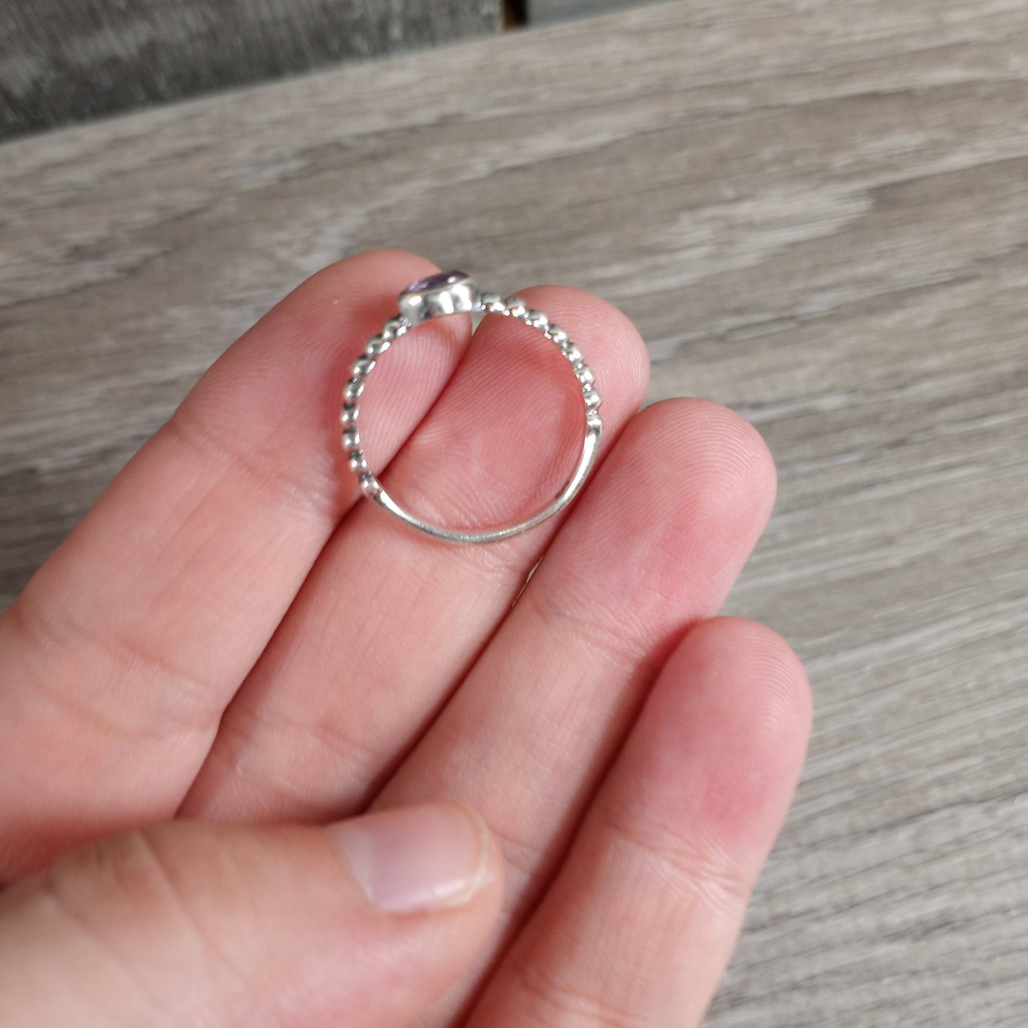 Gemstone Sterling Silver Ring Stacking Simple Oval: Smoky Quartz / Size 5