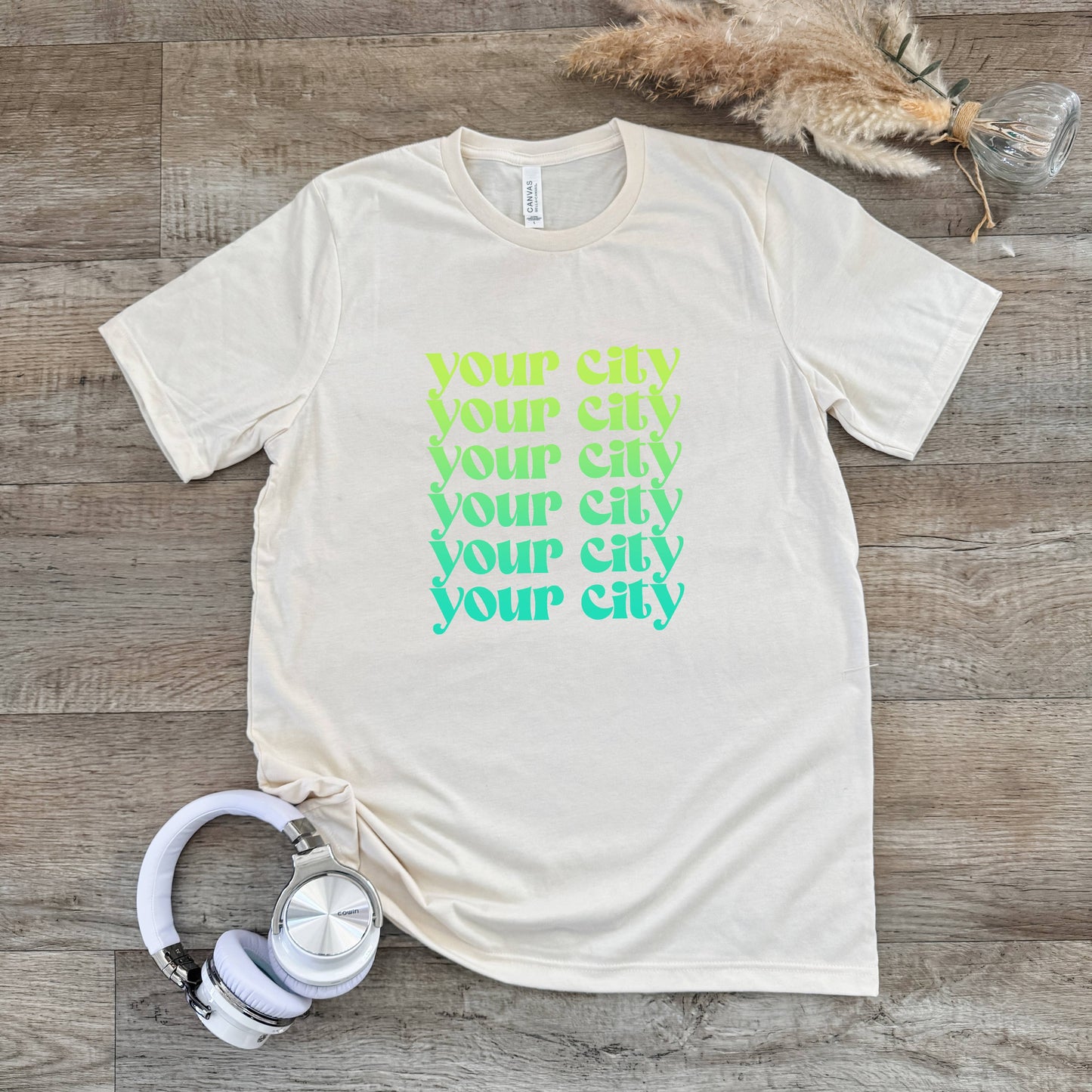Your City, Ombre - Natural Unisex Tee - Customizable, Custom: Blue/Purple Ombre / X-Large