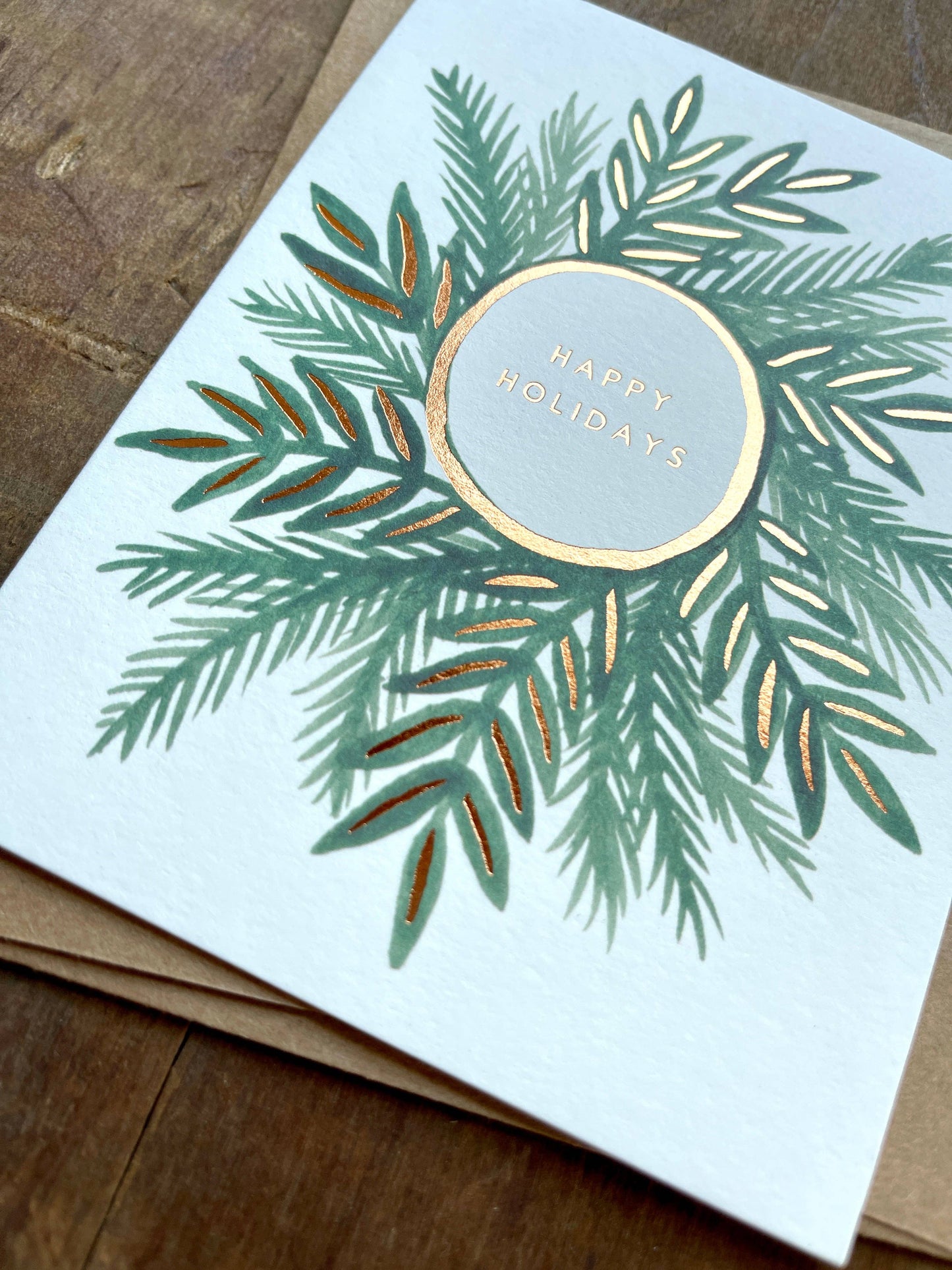 "Happy Holidays" Foil Stamped Cards: Box of Six