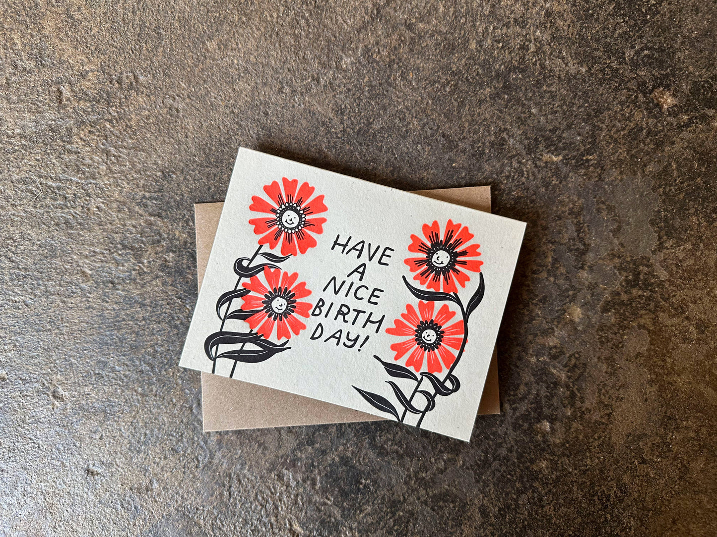 Birthday Flowers Letterpress Card