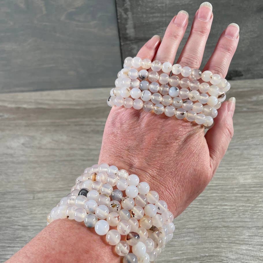 8mm Round Gemstone Beaded Bracelets – Assorted Crystals Bulk: Strawberry Quartz