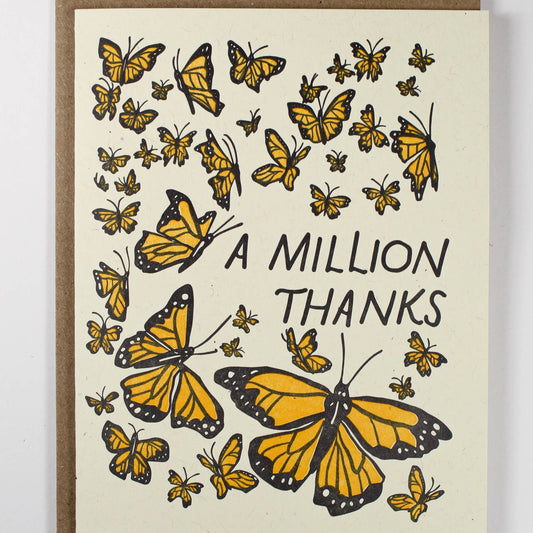 Million Thanks Butterfly Letterpress card