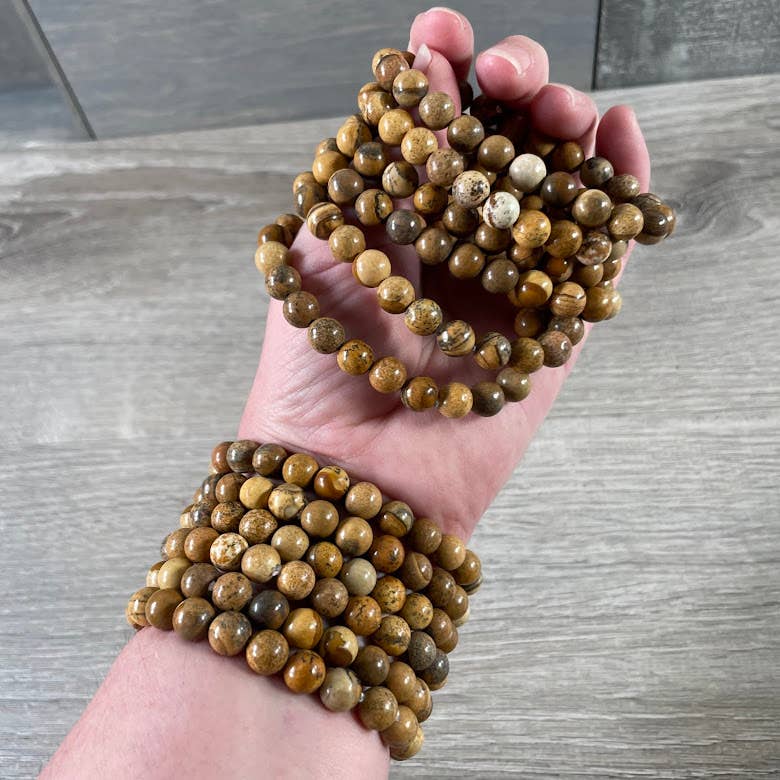 8mm Round Gemstone Beaded Bracelets – Assorted Crystals Bulk: Astrophylite with Garnet