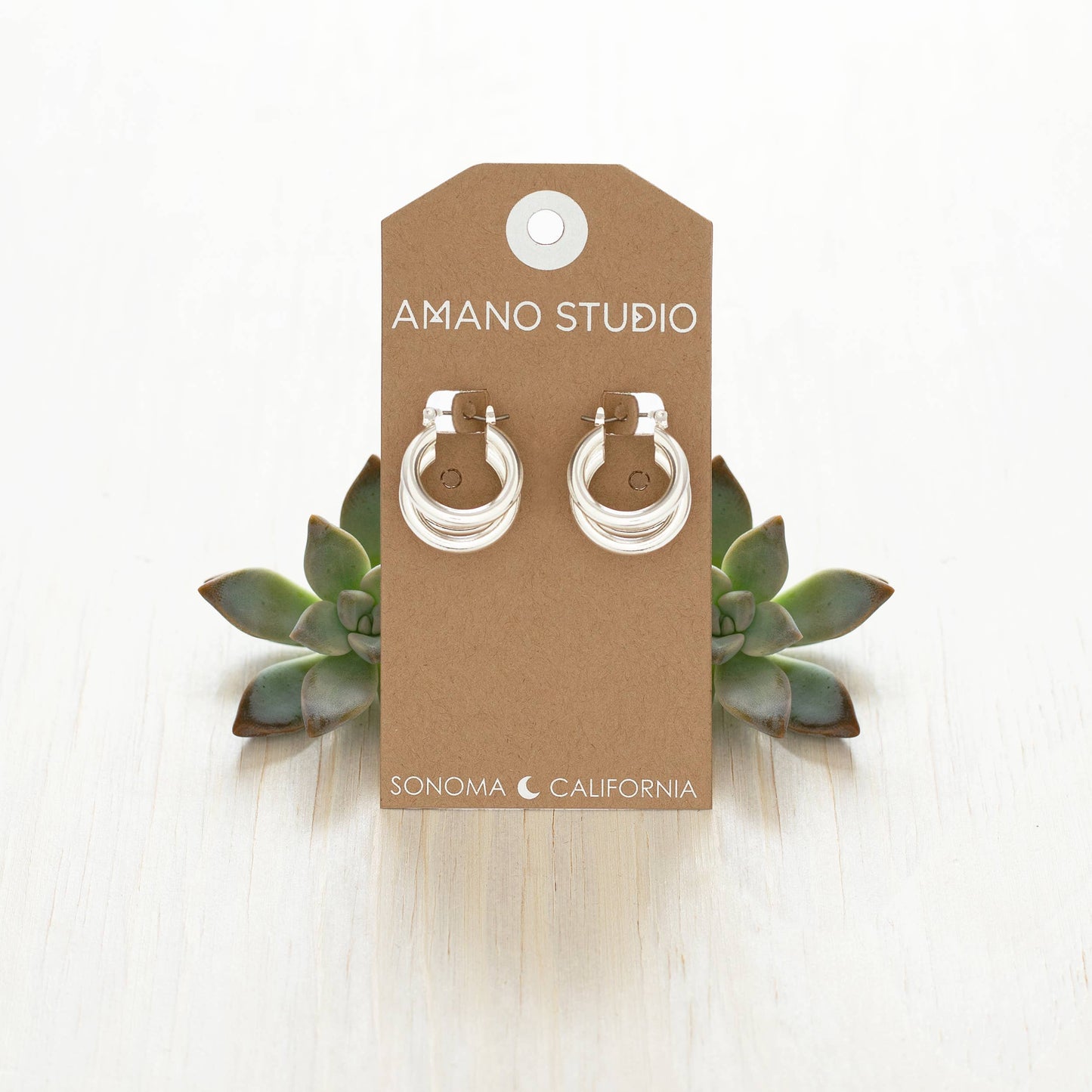 Vintage Style Triple Hoop Earrings: Silver