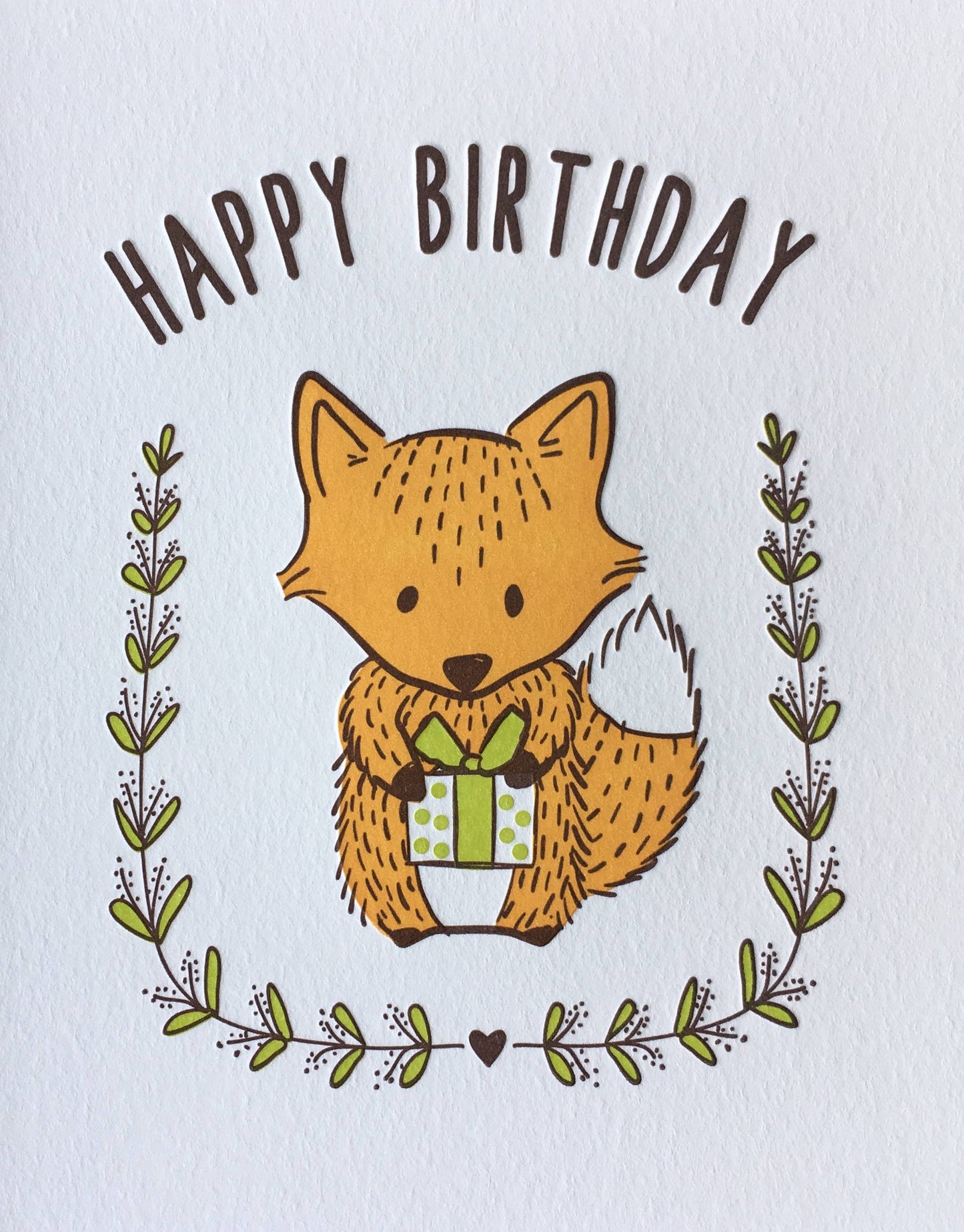 Happy Birthday Fox - letterpress card