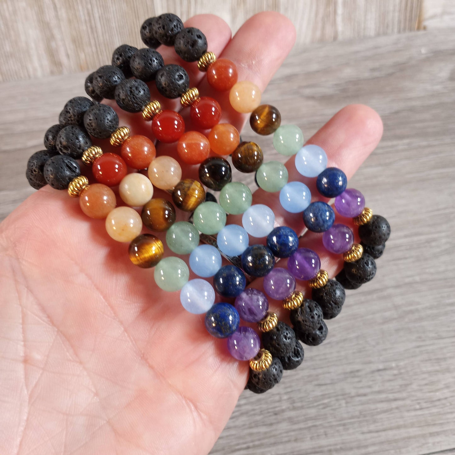 Gemstone Chakra Healing Bracelets 8mm - Wholesale: Lava Buddha