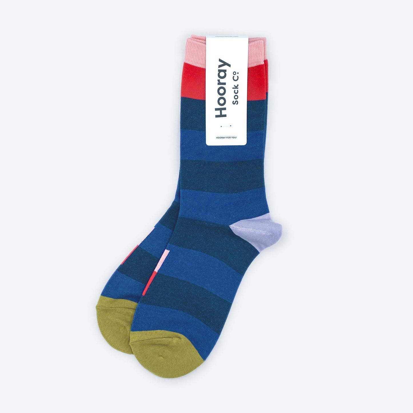 Fillmore Blue Striped Crew Length Unisex Socks: Small (Women's 4 - 10)