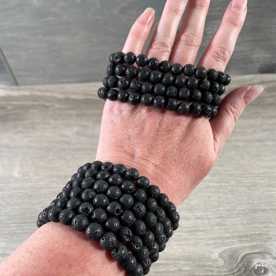 8mm Round Gemstone Beaded Bracelets – Assorted Crystals Bulk: Brown Agate