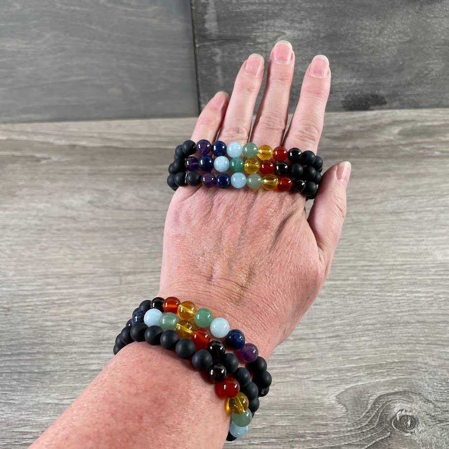 Gemstone Chakra Healing Bracelets 8mm - Wholesale: Lava Buddha