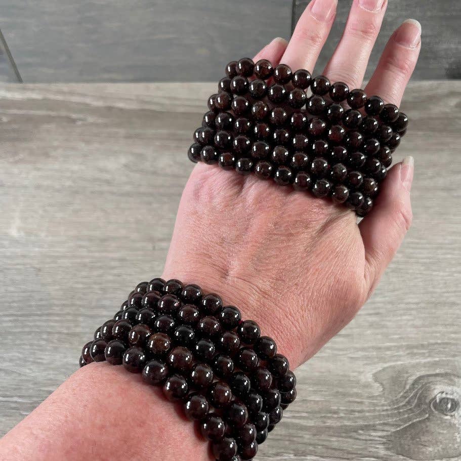 8mm Round Gemstone Beaded Bracelets – Assorted Crystals Bulk: Lavastone