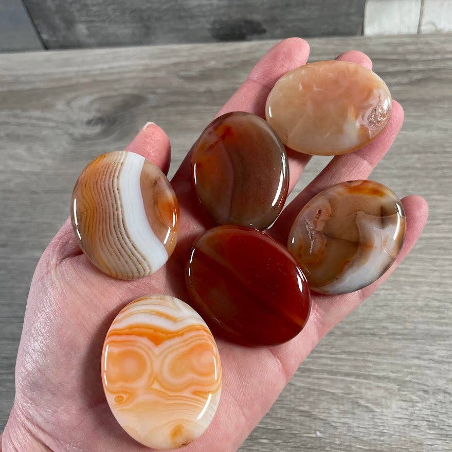Gemstone Palm Stones 45mm – Bulk Crystal Supplies: Assorted (may be man made dyed or treated)