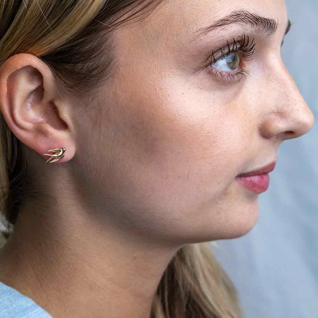 Bronze Swallow Post Earrings 9x11mm: Bronze