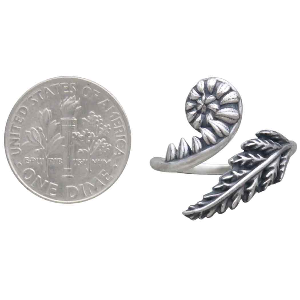 Sterling Silver or Bronze Adjustable Fern Ring: Bronze / Adjustable 6-8