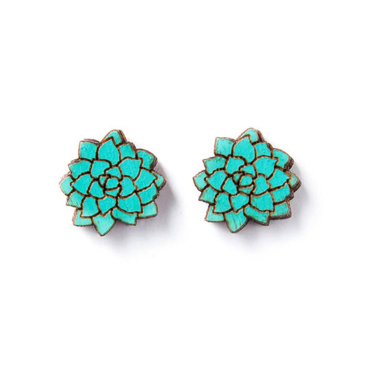 Flowers Studs -Teal & Blue