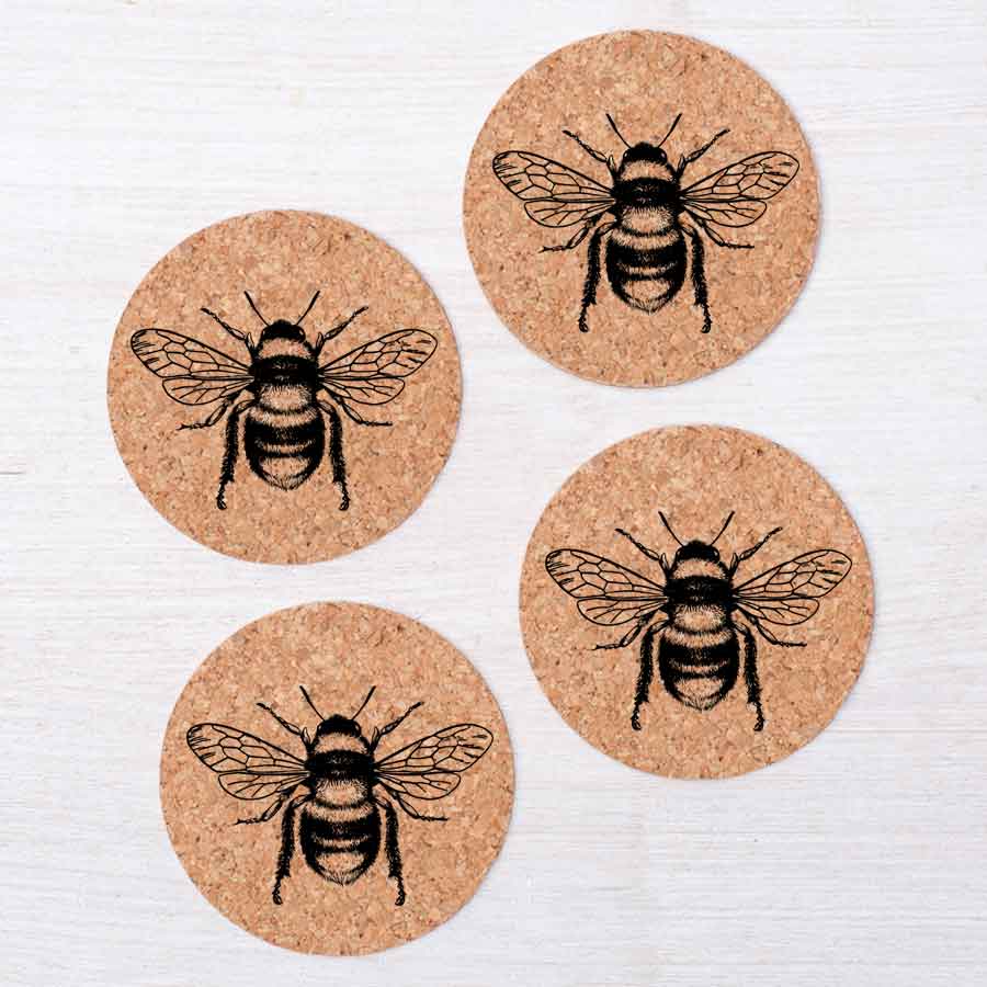 Bee Cork Coasters