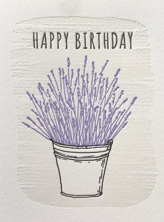 Happy Birthday Lavender - letterpress card