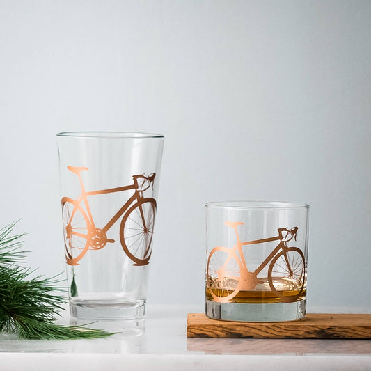 Bicycle Pint Glasses: Matte Copper