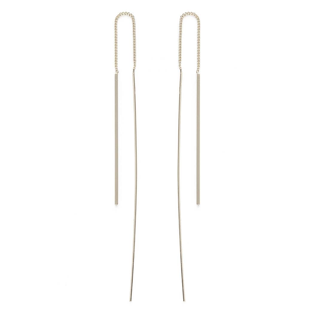 Needle and Thread Earrings: Gold Plate