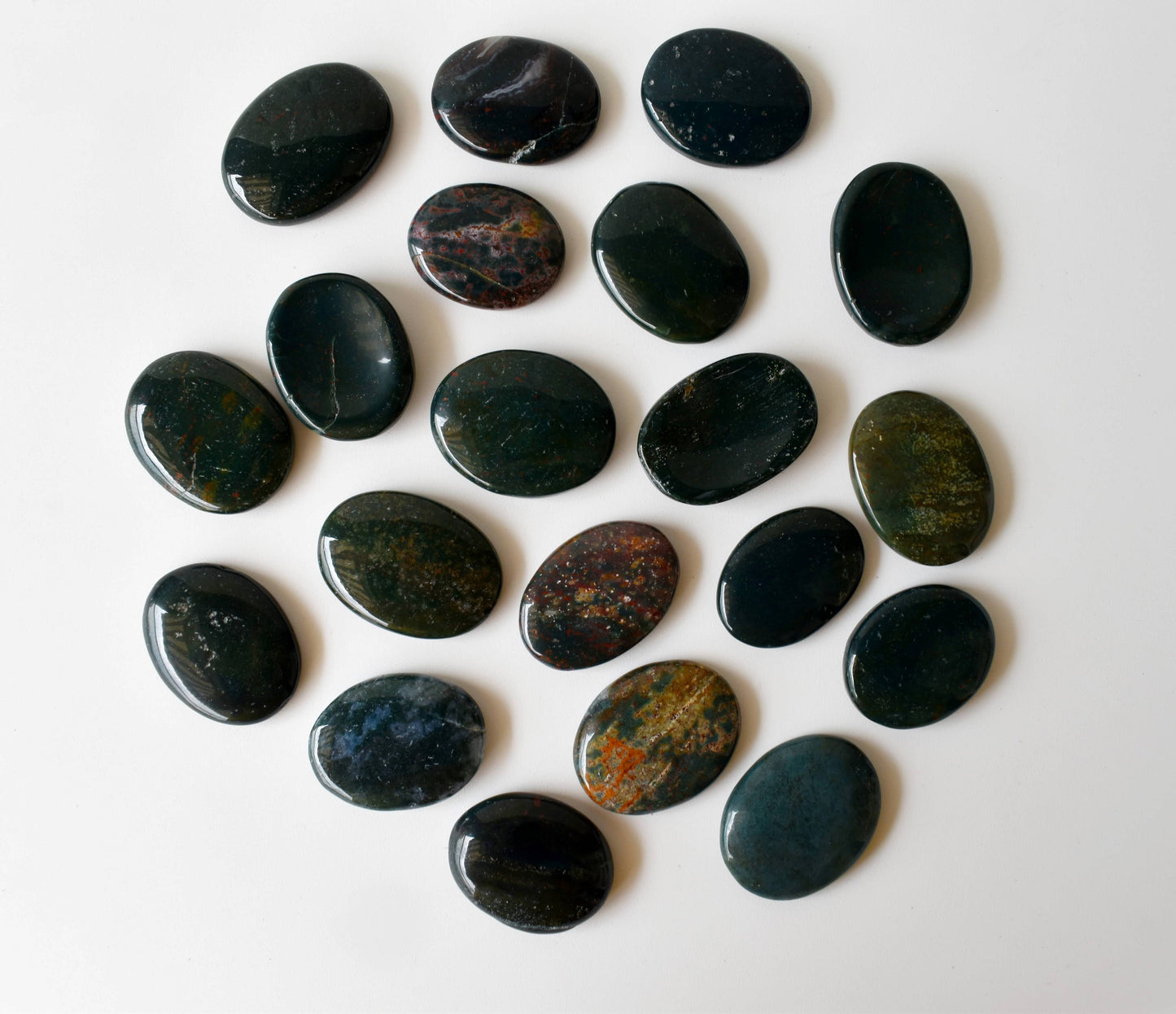 Palm Stones | Bloodstone | Thumb Crystal | Pocket Gemstone: Thumb Indent (Worry Stone)