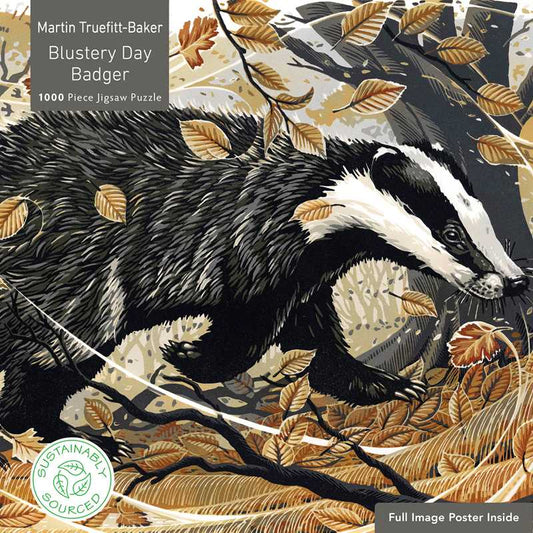 Jigsaw Puzzle Martin Truefitt-Baker: Blustery Day Badger by: Jigsaw; 1 pages / English