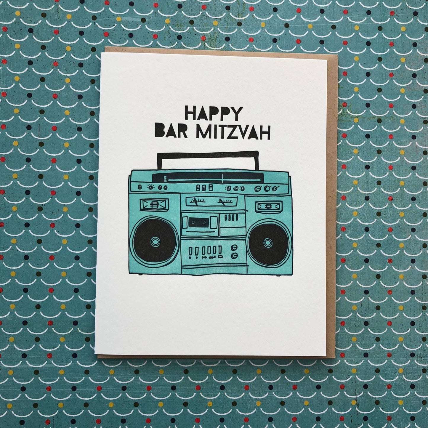 Bar Mitzvah Boombox - letterpress card