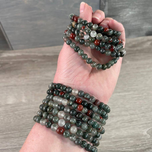 Gemstone Beaded Stretch Bracelets 6mm : Fossil Coral