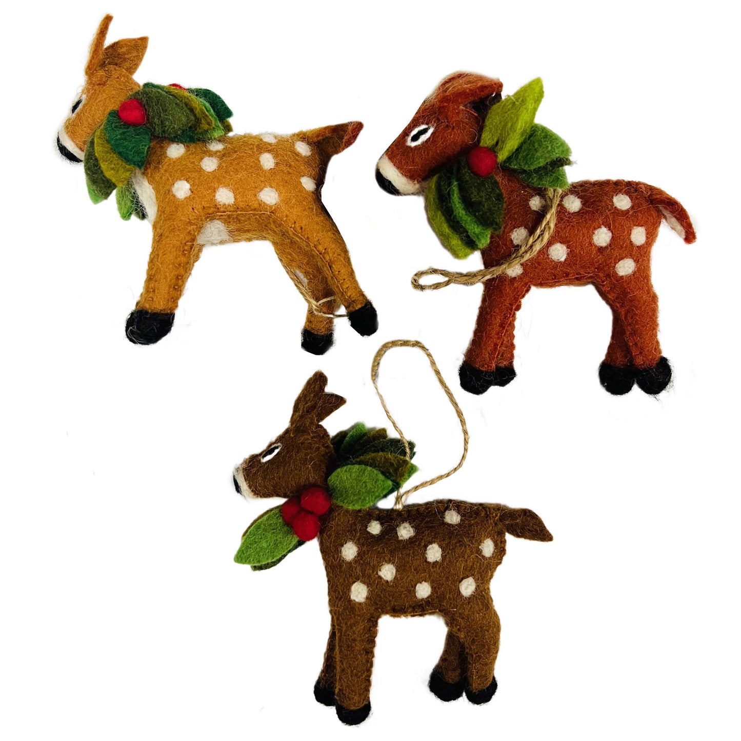 Ornament - Spotted Deer Wearing Wreaths - NEW!