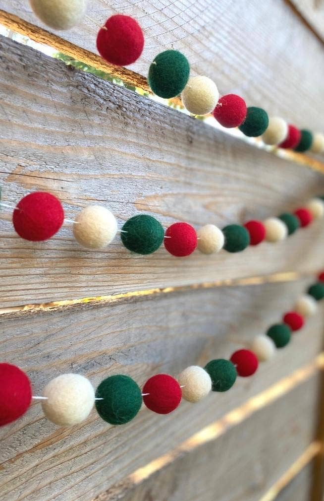 Hand-felted Decorative Ball Garlands: RainbowOrder