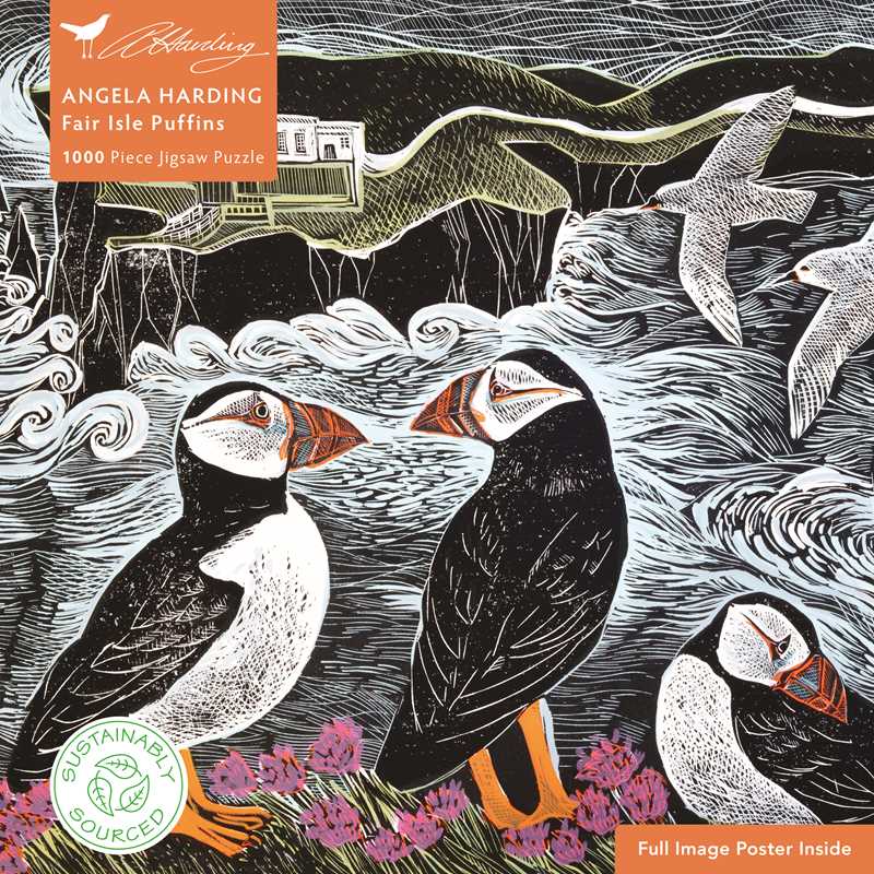 Adult Sustainable Jigsaw Puzzle Angela Harding: Fair Isle Puffins by: Jigsaw; 1 pages / English