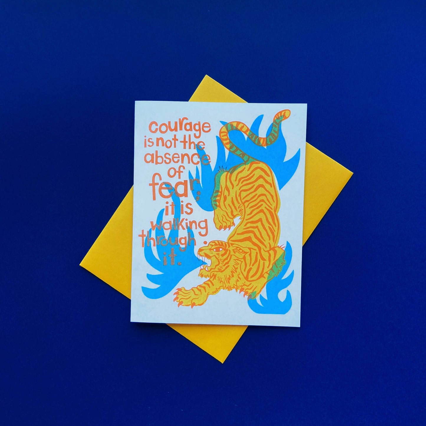 Tiger Courage - Encouragement Risograph Greeting Card
