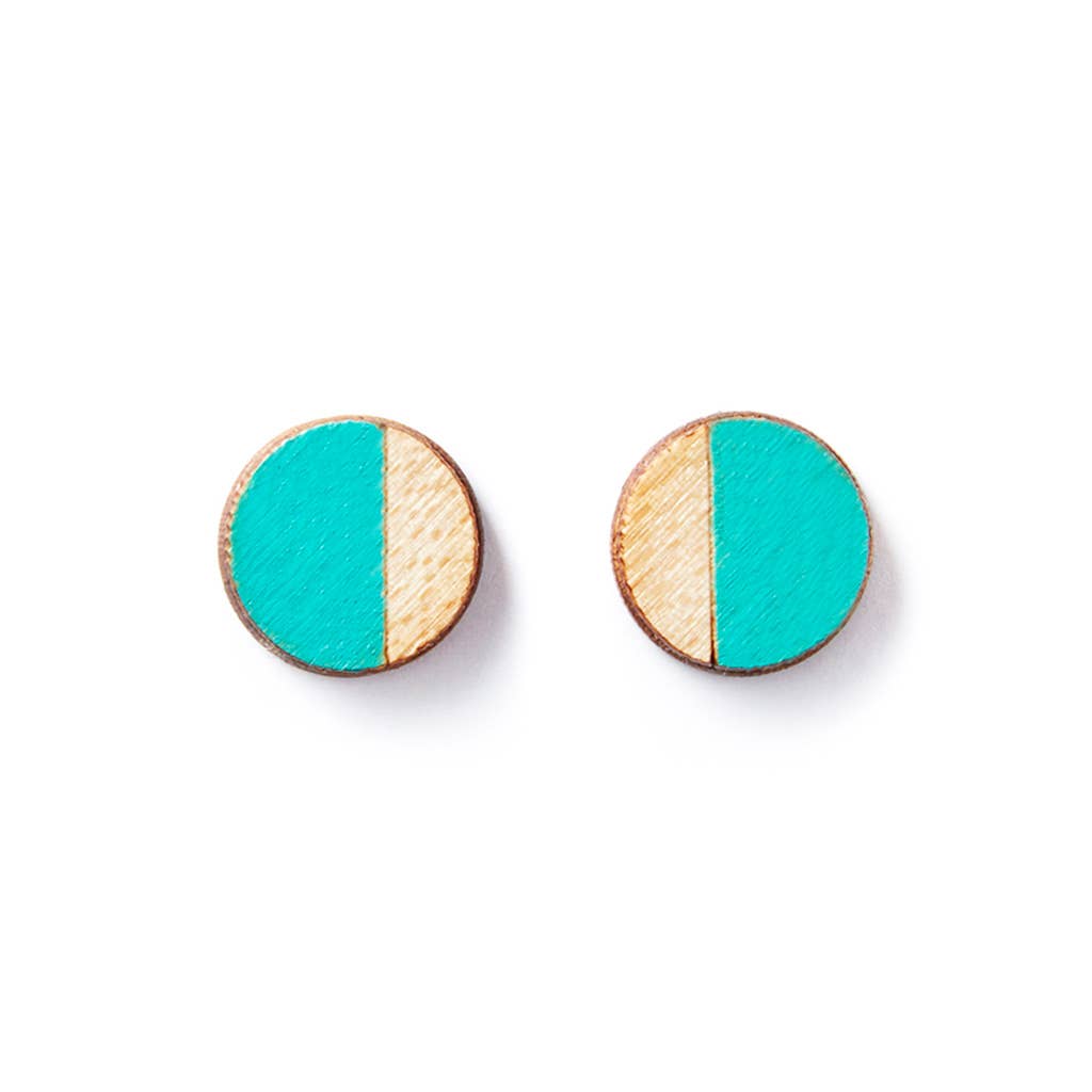 Round Stud Earrings - Red, Teal, Blue
