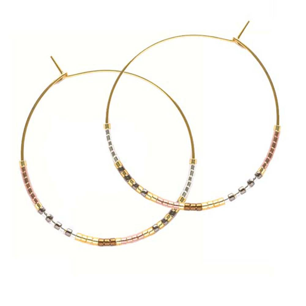 Japanese Seed Bead Hoops- multiple colorways: Champagne